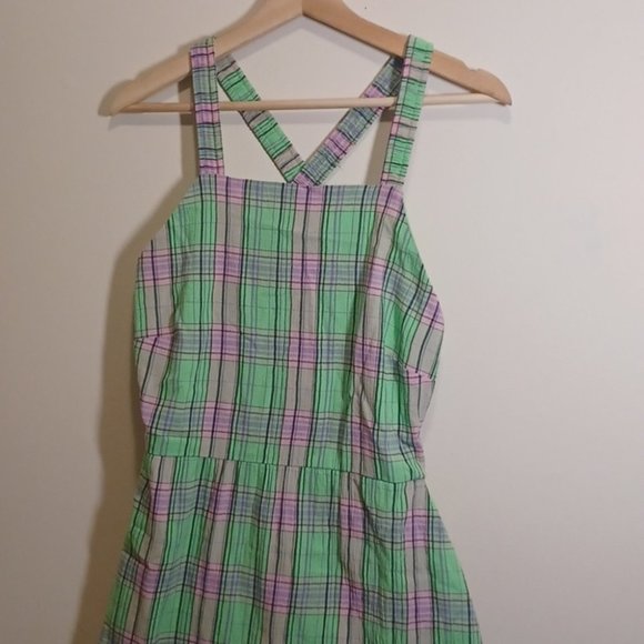 B.P Green Print Square Neck Cotton Minidress - Picture 7 of 12